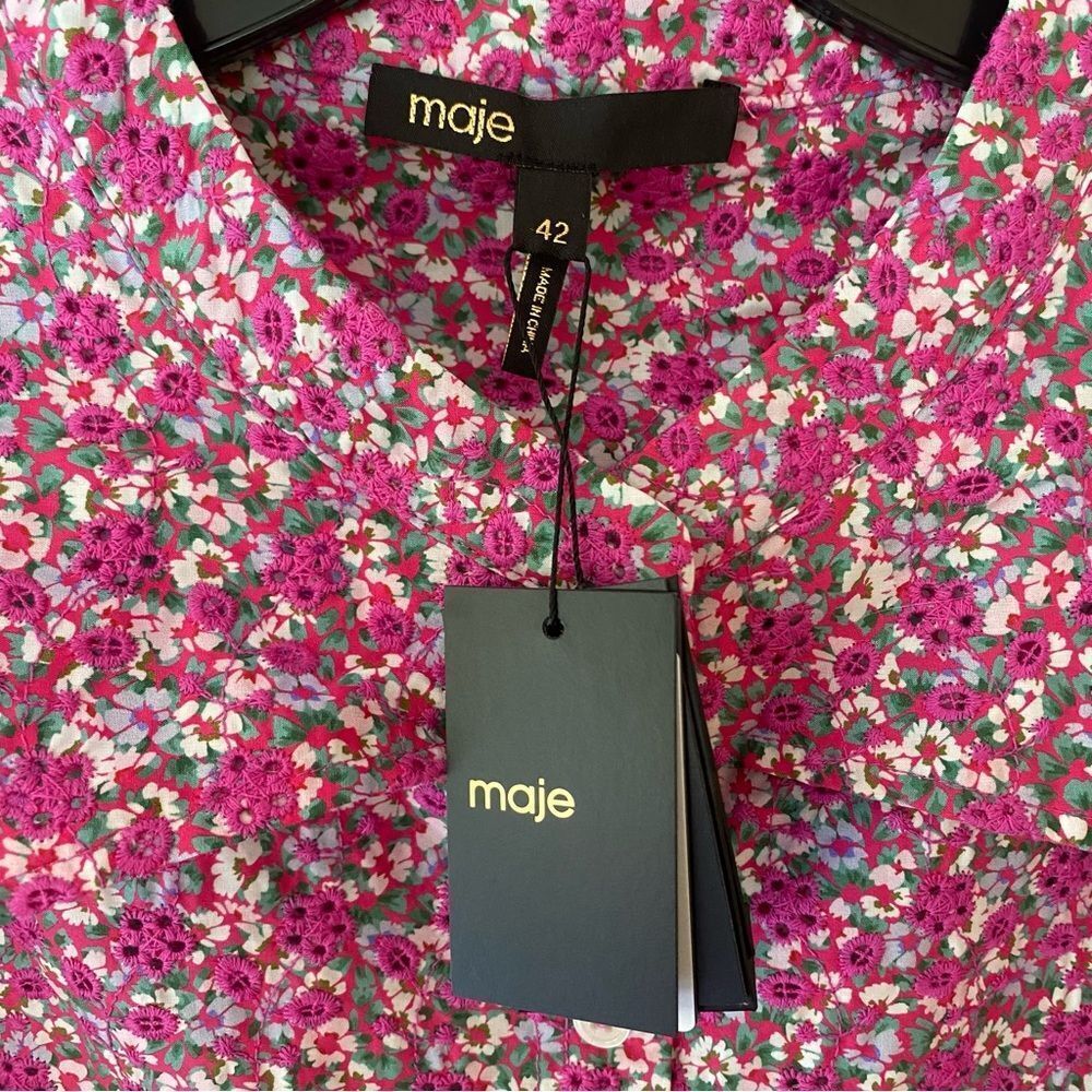 Maje Pink Floral Jumpsuit eyelet cotton one piece $565 NWT 42 XL - Picture 11 of 13